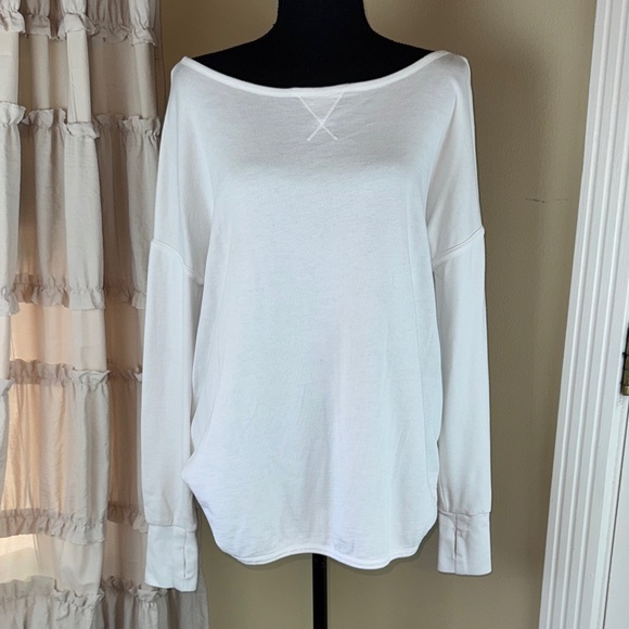 Sweaty Betty Tops - Sweaty Betty Off-White Women's Scoop Back Sweatshirt